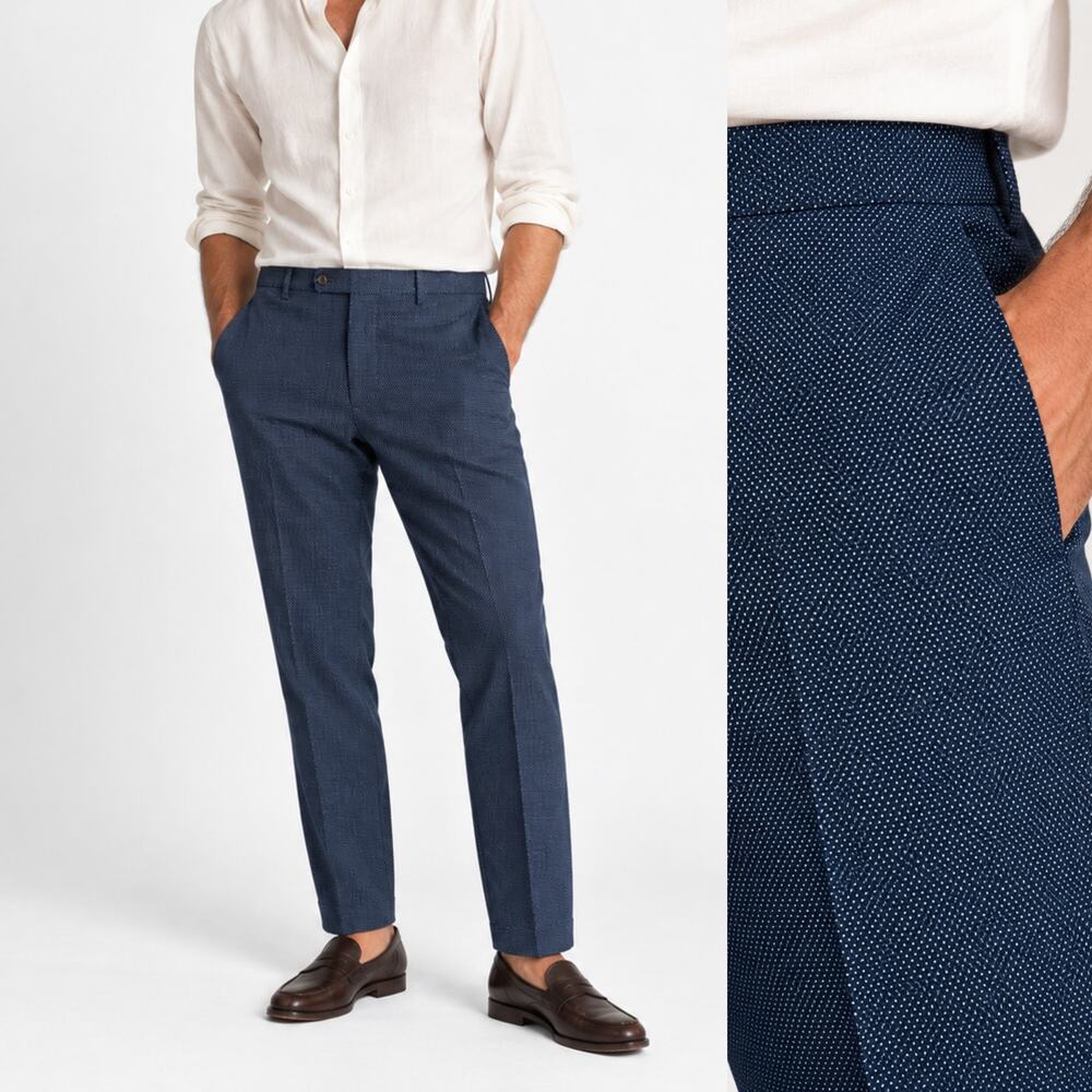 Officine Generale Men's Navy Pin dot Slim Trouser Pants size 40 32waist